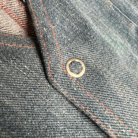 Vtg 70s Denim Workwear Vest Western Chorewear Snap Button Distressed Patched - Picture 5 of 8